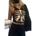 thumbnail image 5 of Douhoow Womens Rib Knit Tank Tops Punk Tee Sleeveless Round Neck Skeleton Print Crop Top, 5 of 9