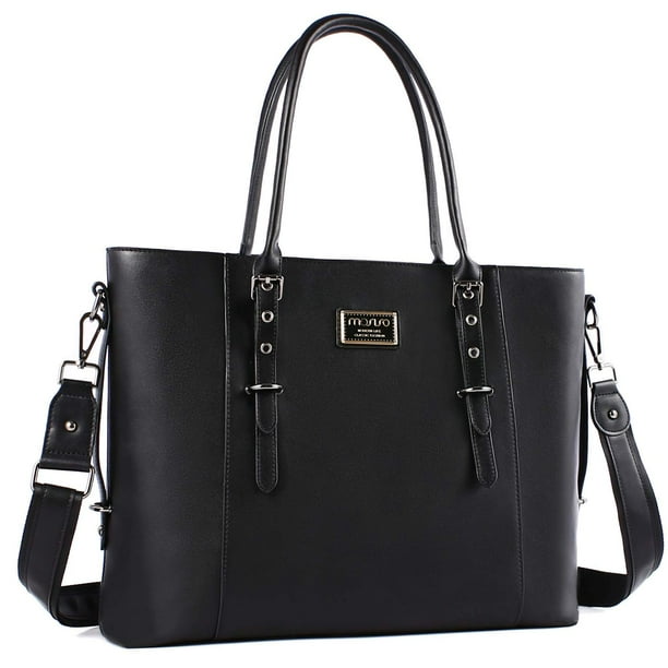 Bolsa MOSISO para ordenador portátil, piel sintética, 15-16 pulgadas, para mujer, color negro