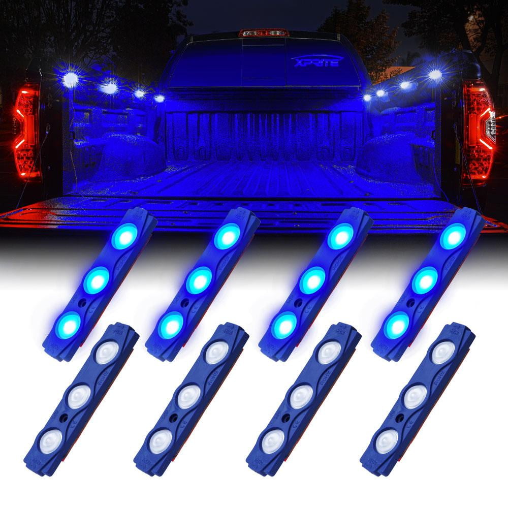 LEDGlow 8pc Universal LED Truck Bed Light Kit Includes Power Switch Sealed Waterproof Light Pods 