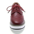 thumbnail image 3 of DADAWEN Women's Platform Flats Shoes Lace up Square Toe Oxfords Burgundy Casual Shoes for Ladies 5 US, 3 of 6