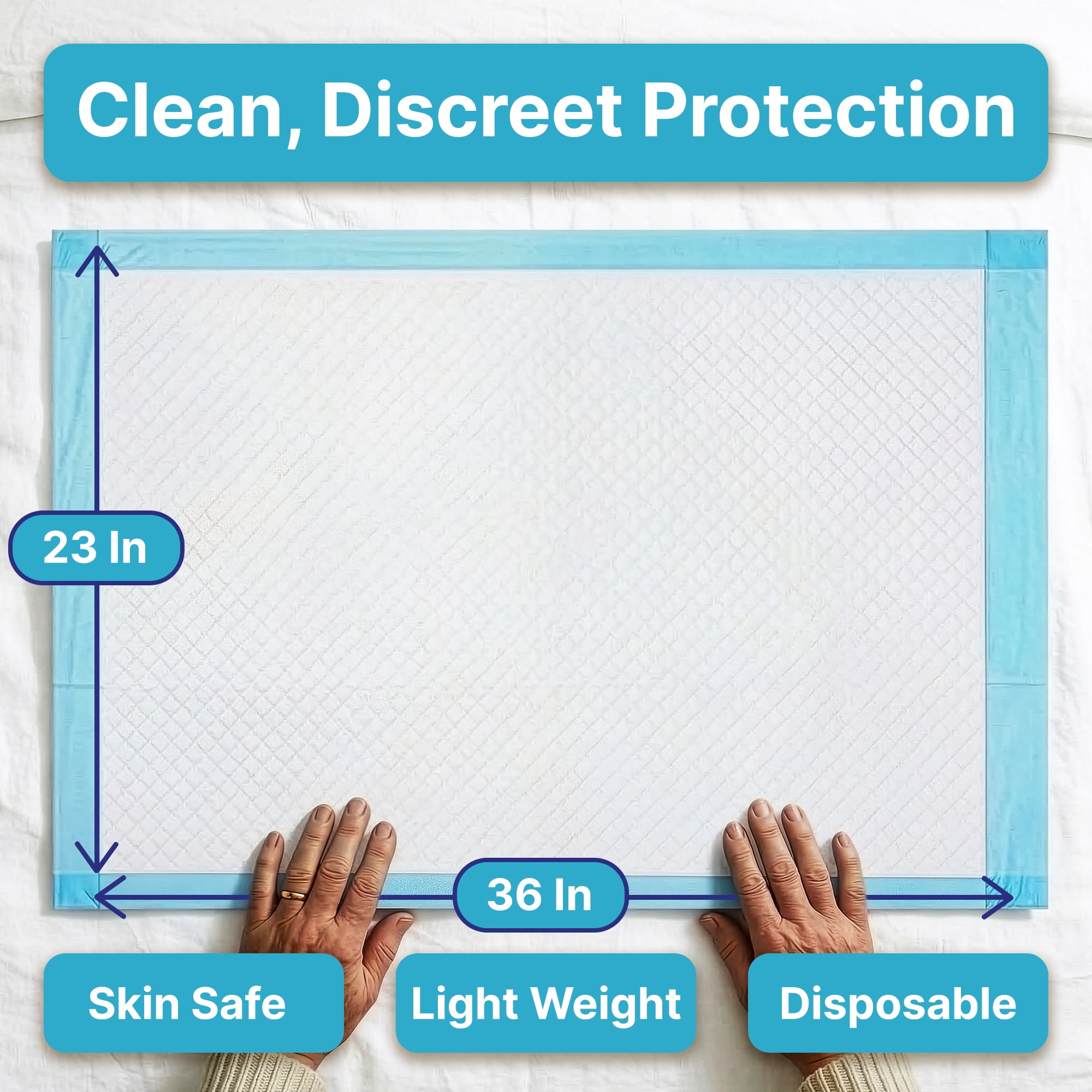 Snugwell Human-Grade Blue XXL Underpads, 150 Count, 23 x 36