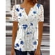 thumbnail image 2 of Mujeres floral Encaje blusa manga corta elegante plisado botón frente camiseta para el verano, 2 of 4