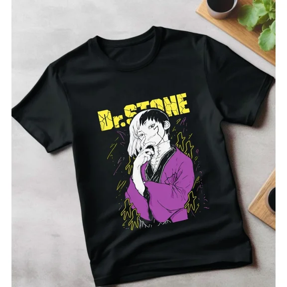 Gen Asagiri T-Shirt Dr.Stone Ryusui Senku Asagiri Seiyuu Black Shirt Soft Tee