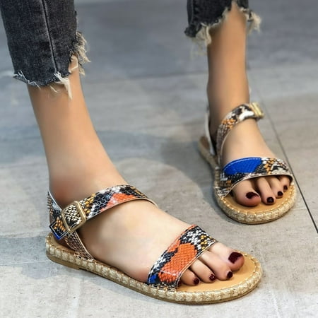 

PhoneSoap Fashion Spring And Summer Casual Flat Sandals Buckle Women s Sandals Blue