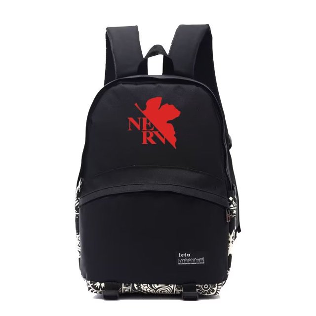 Mochila de gran capacidad con estampado de hojas de Eva NERV MANYU