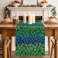 thumbnail image 3 of Peacock Feathers Cotton Linen Table Runner for Dining Kitchen, Ombre Blue Green Modern Animals Printed Wedding Outdoor Party Tablerunners, Dresser Scarf Coffee Tablecloth Runners 13x72 Inches, 3 of 8