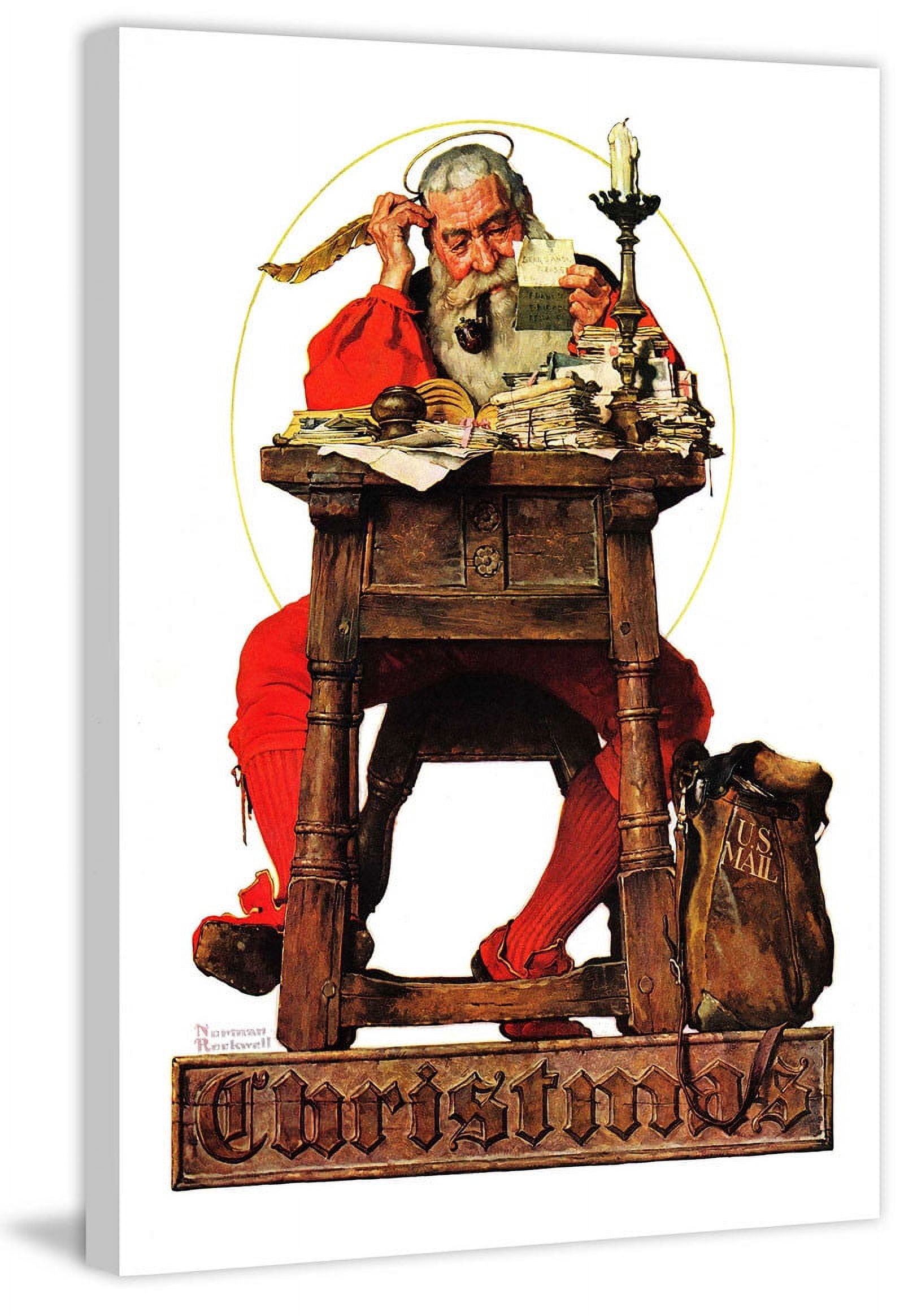 Marmont Hill "Santa at His Desk" by Norman Rockwell Painting Print on Canvas