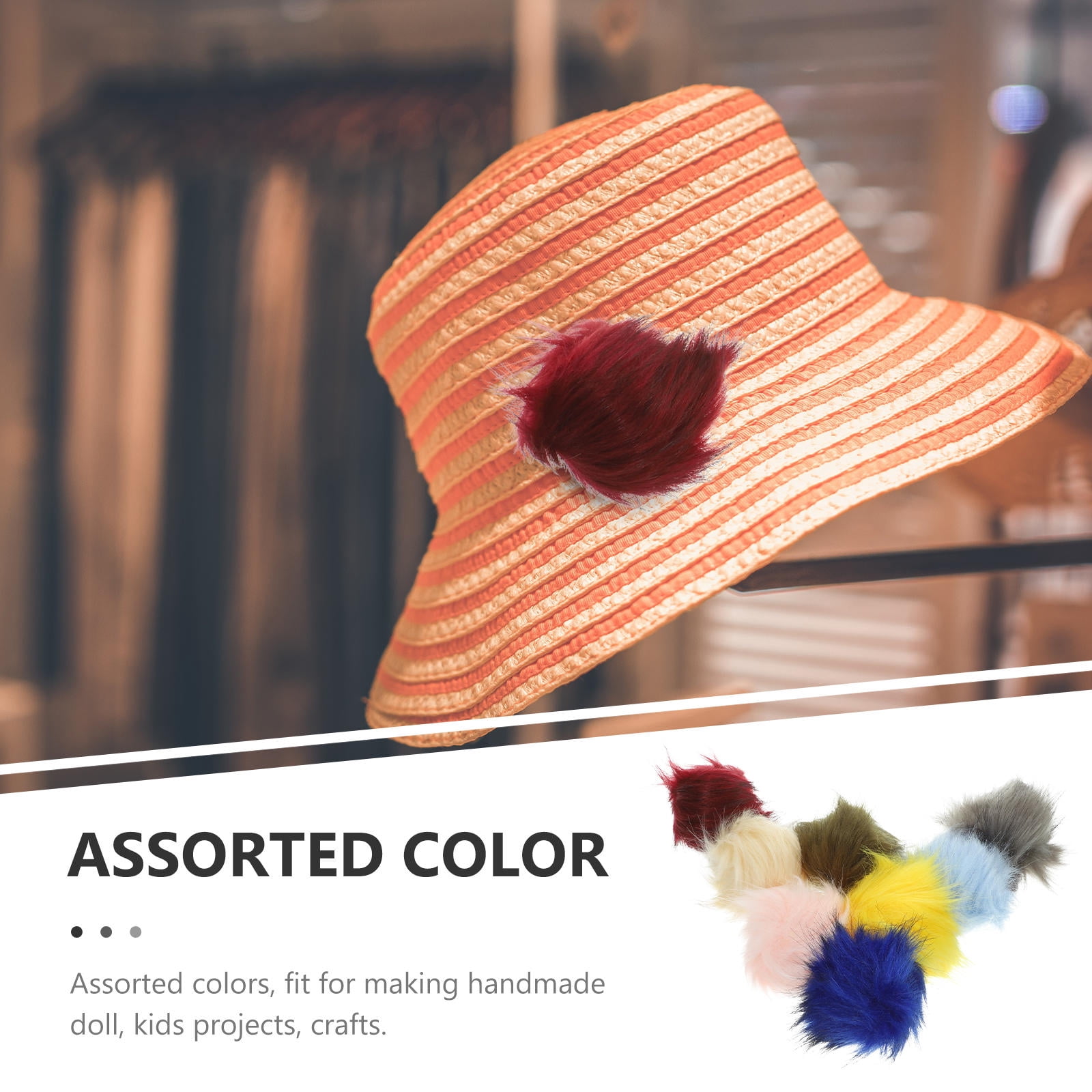 Raindrops 24 Pcs Multi-Color Faux Pom Poms for Crafts, Garments, Hats, Accessories