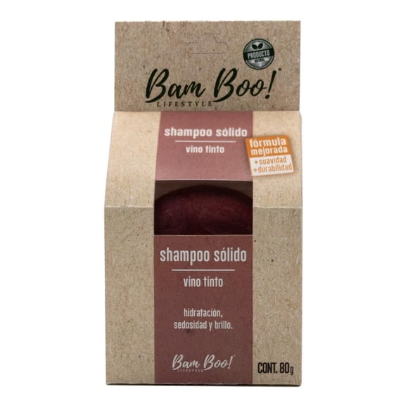 Shampoo Sólido Vino Tinto Bam Boo! Lifestyle 80g