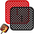 thumbnail image 1 of Queilt Tapis pour Friteuse à Air Chaud 2 Pcs Tapis en Silicone Réutilisables Doublure Antiadhésive Grille Carrée pour Friteuse à Air (8.5 Pouces Carré), 1 of 5