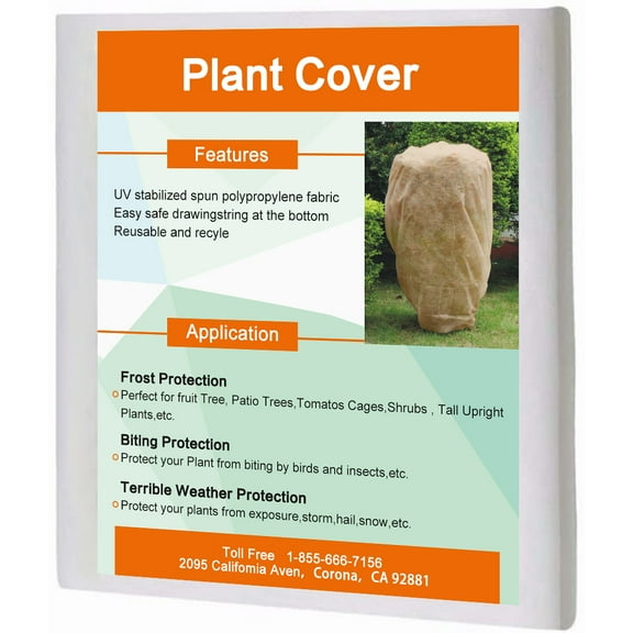Plant Cover -0.9oz H48 xW55 Shrub Cover, Winter Tree Cover for Season Extension&Frost Protection, Jute Color