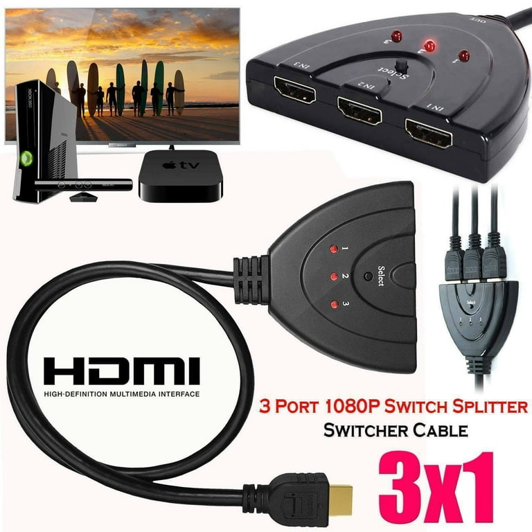HDMI 切替器 分配器 セレクター 3入力1出力 1080p 3D対応 電源