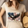 thumbnail image 4 of Patriotic Eagle American Flag Graphic T-Shirt | Land of the Free Quote Tee, Sport Grey, Size M, 4 of 6