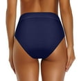 thumbnail image 3 of Xudanell Women High Waist to Ratio Rise Bikini Bottoms Full Coverage Swimsuit Ruched Triangle Pants Spring Summer Sexy Bottom Swim Pants (Blue,S), 3 of 8