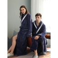 thumbnail image 2 of Unisex Long Color-Block Plush Shawl Collar Thickened Flannel Robe For Home, 2 of 4
