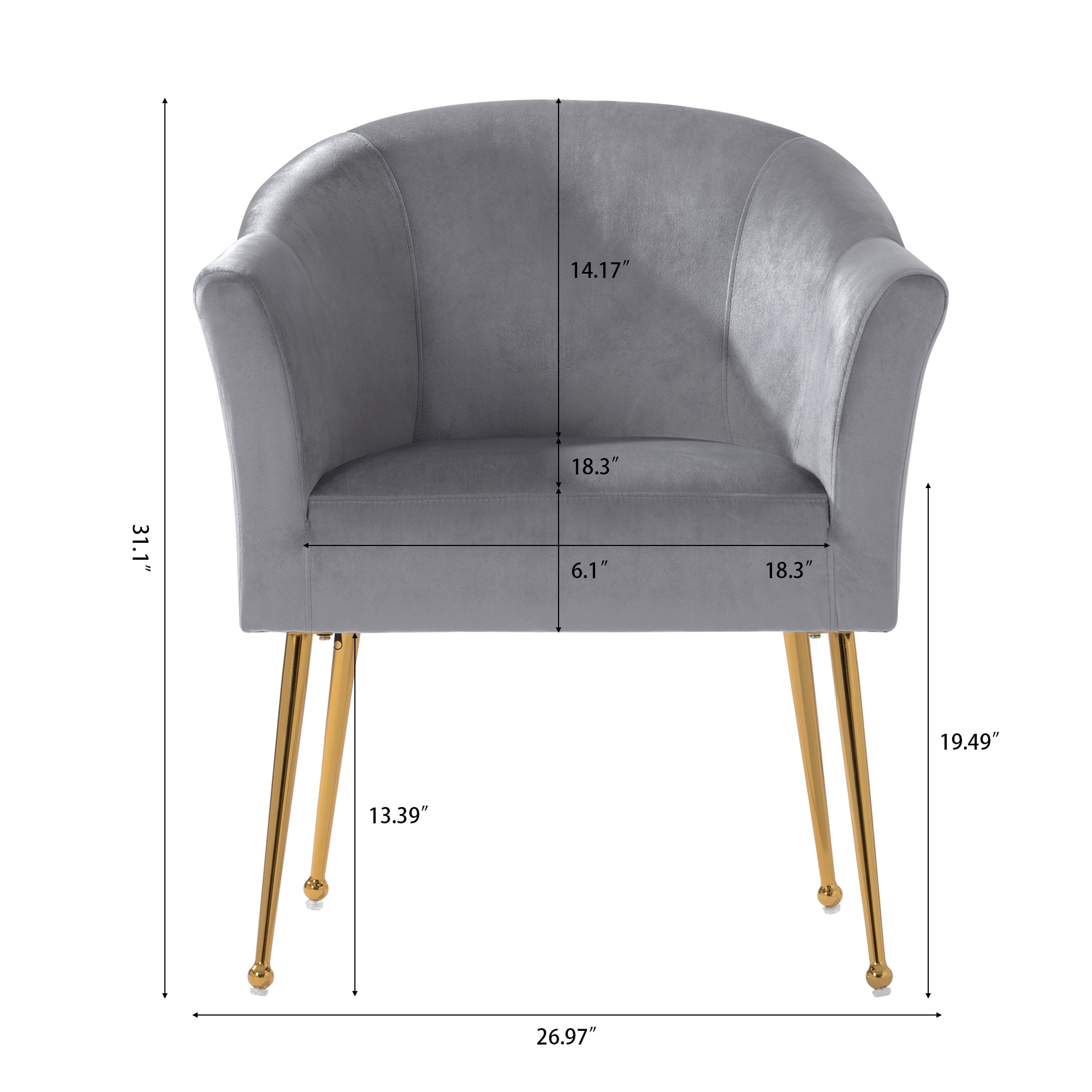 YYAo Velvet Accent Chair, Upholstered Comfy Armchair with Metal Legs for Bedroom, Living Room, Gray YYAo Velvet Accent Chair, Upholstered Comfy Armchair with Metal Legs for Bedroom, Living Room, Gray