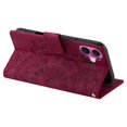 thumbnail image 3 of Flip Case for iPhone 16 Plus , Totem Embossed Flowers Premium PU Leather Wallet Folio Cover with Card Holder Kickstand Compatible with iPhone 16 Plus - Red, 3 of 12