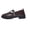 Brown, variant on Women Single Buckle Strap Round Toe Platform Mary Jane Flats, Matte Woven Fabric, Moderate Cushioned Footbed, Deep Lug Anti Slip Outsole, Sweet Preppy Silhouette for Campus Daily Com,Black 6.5