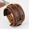 thumbnail image 5 of SmartBy Men Women Punk Retro Wide Faux Leather Belt Bracelet Wristband Jewelry Gift, 5 of 7