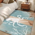 thumbnail image 4 of Coastal Octopus Area Rugs 4'x6', Washable Small Throw Rugs for Office Bathroom, Summer Coral Ocean Vintage Wood Indoor Outdoor Rug Non-Slip Low Pile Carpet Runner Reversible Floor Mats, 4 of 8