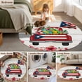 thumbnail image 5 of Round Area Rug 5 Ft, Puerto Rican Flag Washable Non-Slip Circle Carpet for Living Room/Bedroom, Vintage Country Truck Flowers Wooden Grain Low-Profile Runner Mats Collection Rugs for Indoor, 5 of 7