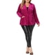 thumbnail image 2 of GRACE & GRANDEUR Blazer Peplum de Talla Grande para Mujeres de Manga Larga con Botón y Solapa Notch de Terciopelo 3X Rosa Fucsia, 2 of 6