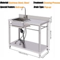 thumbnail image 2 of Miumaeov Commercial Stainless Steel Kitchen Sink Single Bowl Restaurant Kitchen Sink Set with Faucet Drainboard and Storage Shelf Prep & Utility Sink for Garage Restaurant, 2 of 13