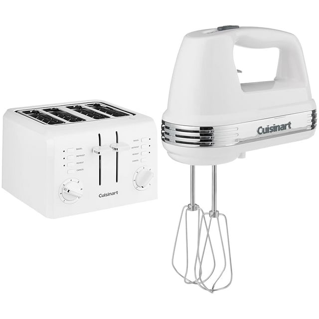 Tostadora y batidora de mano Cuisinart CPT-142P1 de 4 rebanadas, color blanco