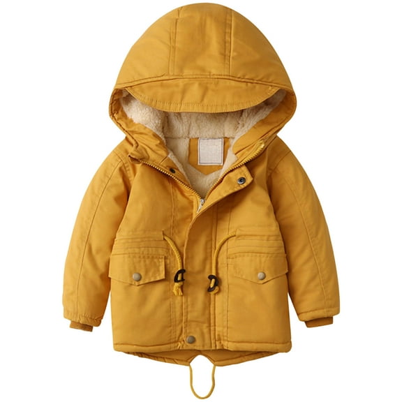 Staki Girls Hooded Puffer Jacket with Bear Ear Lightweight Warm Winter Coat Outerwear With Pockets Baby Boy Winter Coat 3T,4T,5T,6-10Y(Yellow,3-4 Years)