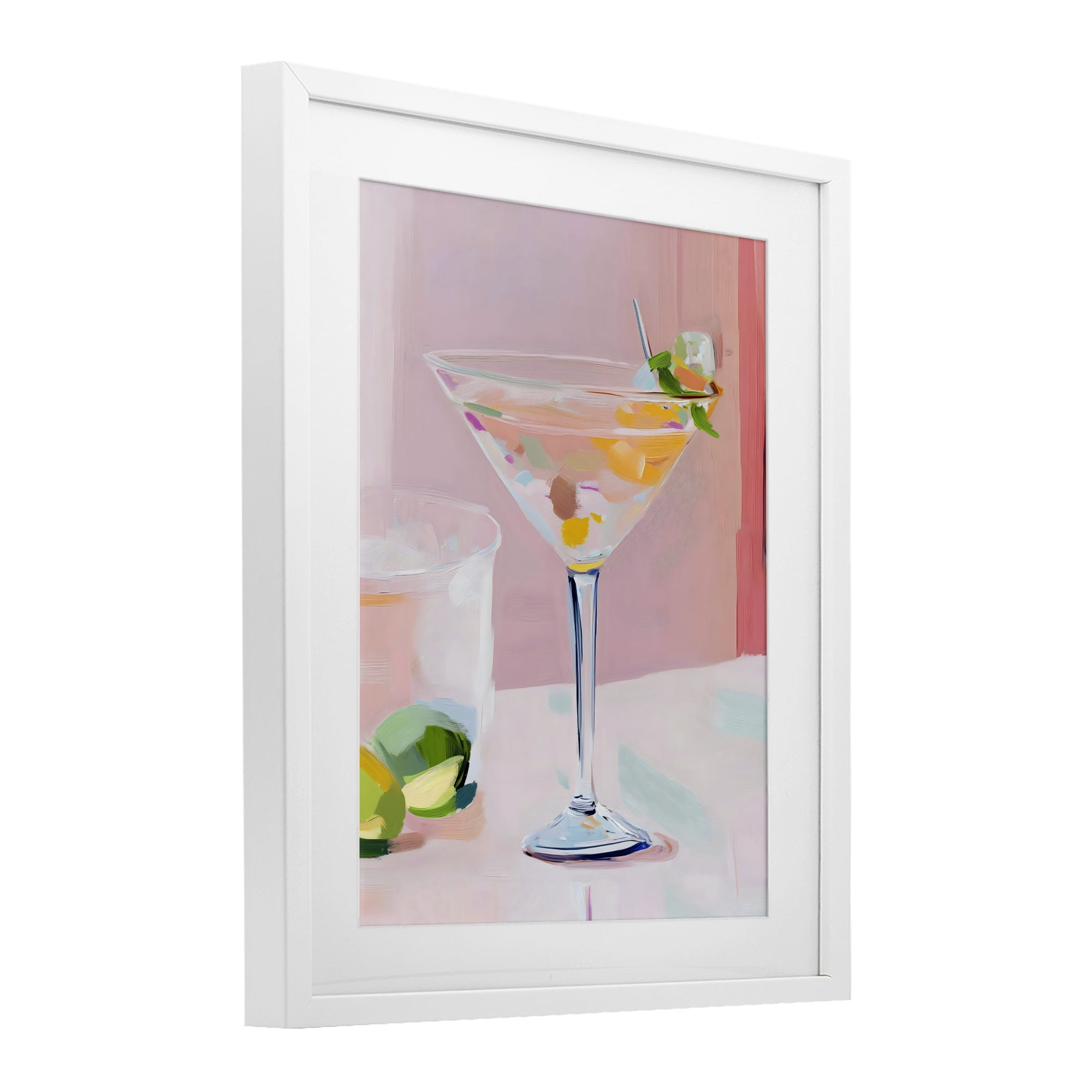 Stupell Industries Pink Martini Bar with Lime White Framed Print Under Glass, design by The Prints Vibe