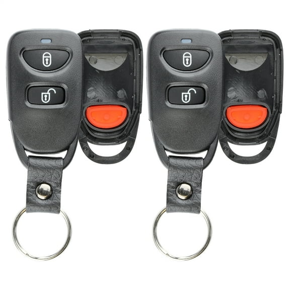2 PACK KeylessOption Keyless Remote Key Fob Case Shell Button Pad Cover with Leather Strap for Hyundai Kia