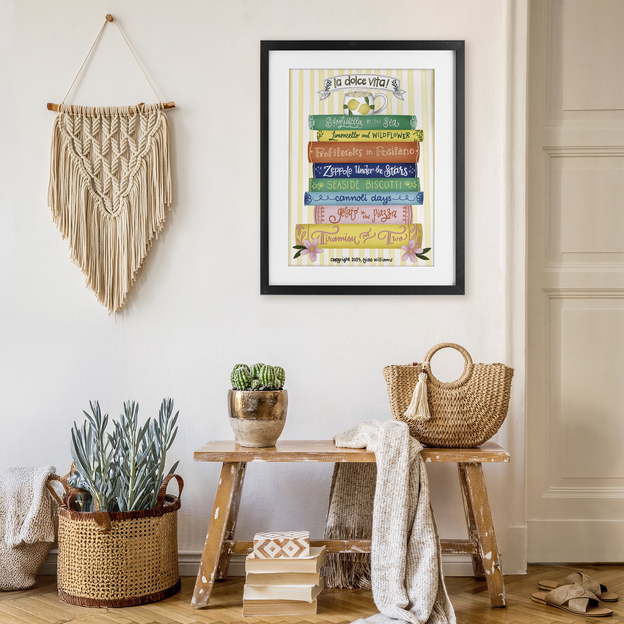 Stupell Industries Italian Kitchen Cook Books Black Framed Print Under Glass, design by Giao Williams