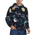 thumbnail image 2 of Pofeuu Space Print Mens Casual Hooded Collar Drawstring Hoodies Pullover Sweatshirts Casual Long Sleeve Shirts-Medium, 2 of 7