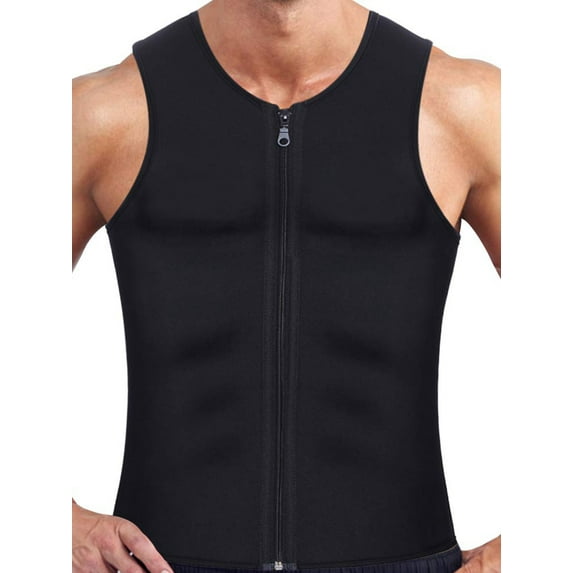Men Sauna Sweat Vest Waist Trainer Hot Neoprene Sauna Suit Corset Body Shaper Zipper Tank Top Workout Shirt for Weight loss