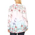 thumbnail image 2 of Sakkas Fara Women's Casual Floral Print Lightweight Long Sleeve Blouse Tunic Top - FLW244-White - Plus Size, 2 of 5