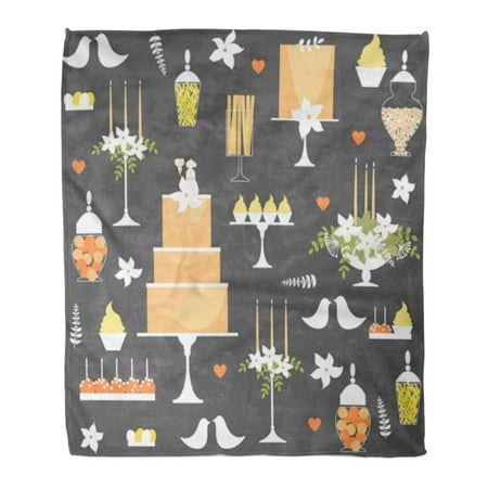 Sweet Cakes Flannel - ASHLEIGH Throw Blanket Warm Cozy Print Flannel Wedding Cakes and Sweet Table Candy Buffet Dessert Bar Pattern Comfortable Soft for Bed Sofa and Couch 50x60 Inches