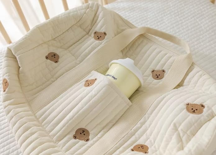 Set of 3 (TRAVEL BAG + STROLLER BAG + POUCH FULL BEARS)  - Baby Bag Set 100% Cotton Bear Print