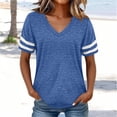thumbnail image 2 of Yigetop Womens Plus Size T Shirts Casual Summer Tops for Women V Neck T Shirts Short Sleeve Tops Loose Fit Soft Basic Tees T Shirts for Women Plus Size Blue XL, 2 of 4