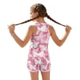 thumbnail image 2 of COEQINE Girls Swimsuit 2 Piece for 8-9 Years with Removable Padded Bra Tankini Bathing Suits for Tween Printed Modest Swimwear Crewneck Tank Top and Shorts, Pink Butterfly, 2 of 8