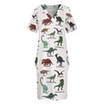 thumbnail image 4 of Hoja de dinosaurio con múltiples dibujos de dibujos animados y etiquetas Vestido de bolsillo suelto Vestido de noche de mujer Vestidos sueltos elegantes de mujer, 4 of 7