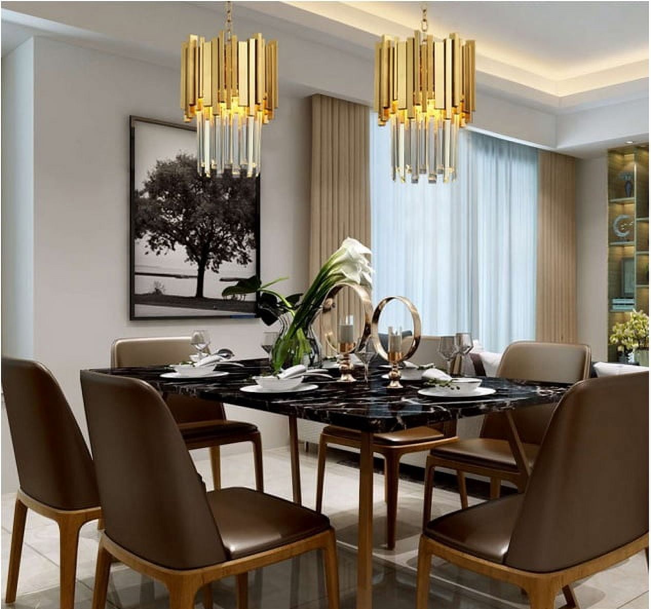 Gold Plated Kitchen Island Dining Entry Crystal Chandelier Pendant 12"