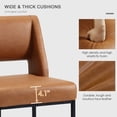 thumbnail image 5 of Zesthouse Counter Height Bar Stools Set of 4, Upholstered Modern Bar Stools with Hollow Back and Metal Legs, 26.4" Faux Leather Counter Height Barstool for Kitchen Island, Brown, 5 of 14