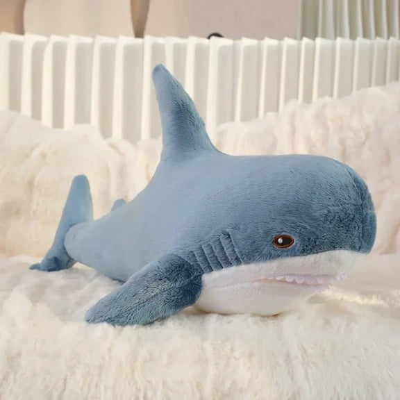 55cm Blue Shark Plush Toy Stuffed Soft Cartoon Marine Animal Doll Baby Hug Pillow Sofa Cushion Lovely Children Birthday Gift