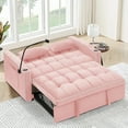 thumbnail image 6 of Dinosisco 4-in-1 Convertible Pull Out Sofa Bed, Loveseat Sleeper with Phone Stand, USB, Pink Velvet, 6 of 9
