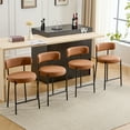 thumbnail image 3 of Furniliving Bar Stools Set of 2, Modern Counter Height Bar Stools with Back, Upholstered Bar Height Barstools for Kitchen Counter/Home Bar/Dining Room, Faux PU-Brown, 3 of 10