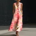 thumbnail image 5 of Smsaxvxz Women's Summer Dresses Fashion Floral Printed V Neck Sleeveless Casual Comfortable Beach Vacation Maxi Sundress A-8 2XL, 5 of 8