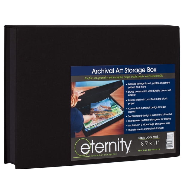 Hg Art Concepts Caja De Almacenamiento De Fotos Artísticas Eternity Archival Clamshell Box Para Almacenar Obras De Arte, Fotos Y Documentos Deluxe, Sin Ácidos, Resistente Y Forrada Con Papel De Archiv