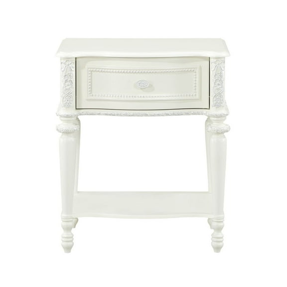 ACME Dorothy Nightstand with 1 Drawer, Ivory Finish, 23"L x 16"W x 26"H,Morden Style Night Stand, End Table,for Bedroom