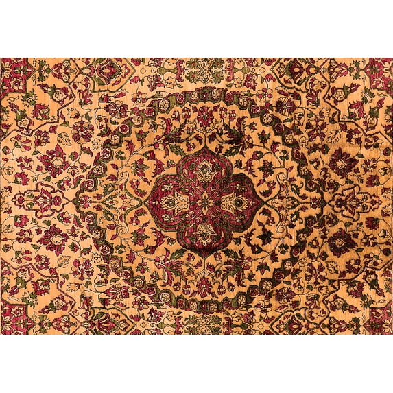 Ahgly Company Indoor Rectangle Oriental Orange Industrial Area Rugs, 2' x 4'