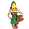 thumbnail image 2 of Women Christmas Santa Helper Elf Costume Sequined Mini Bodycon Dress with Hat Gloves Cosplay Outfit, 2 of 7